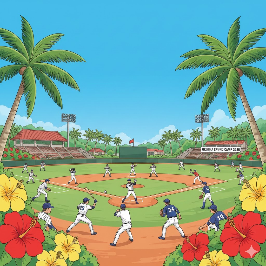 🌺 2026年の沖縄プロ野球春季キャンプがいよいよ始まりますね。 プロの迫力を間近で感じられる、野球ファンにはたまらない季節がやってきました！⚾️✨